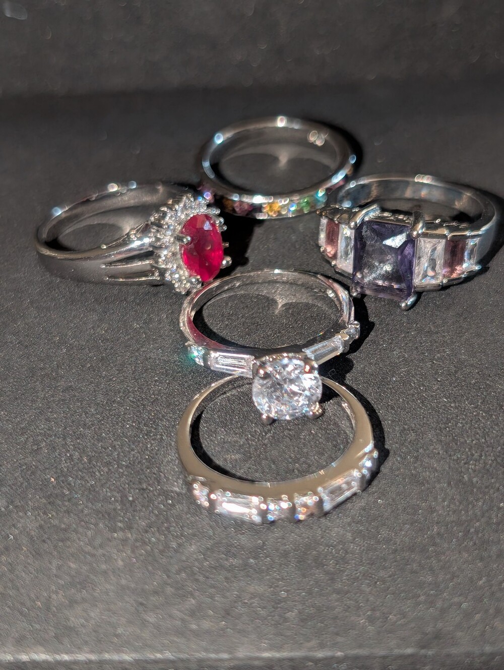 Bulk ring set Size 7. The Engagement set sits right at 6 3/4-7